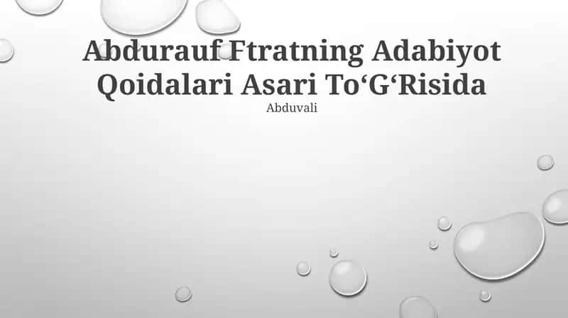 Abdurauf Fitratning Adabiyot va She'r Qoidalari