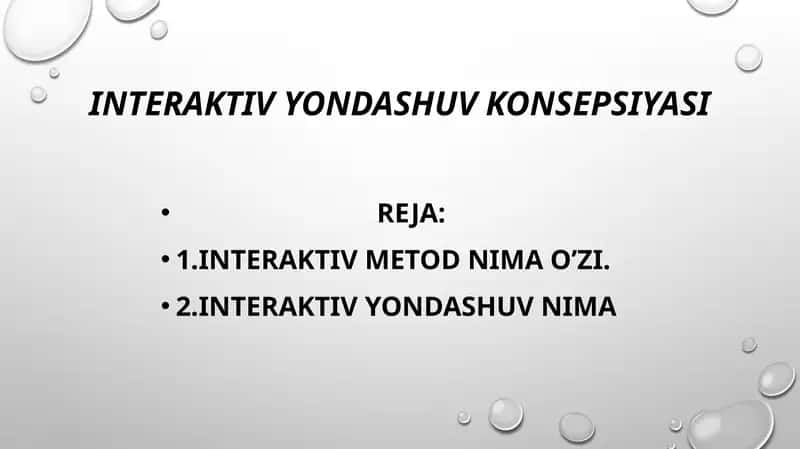 Interaktiv yondashuv konsepsiyasi