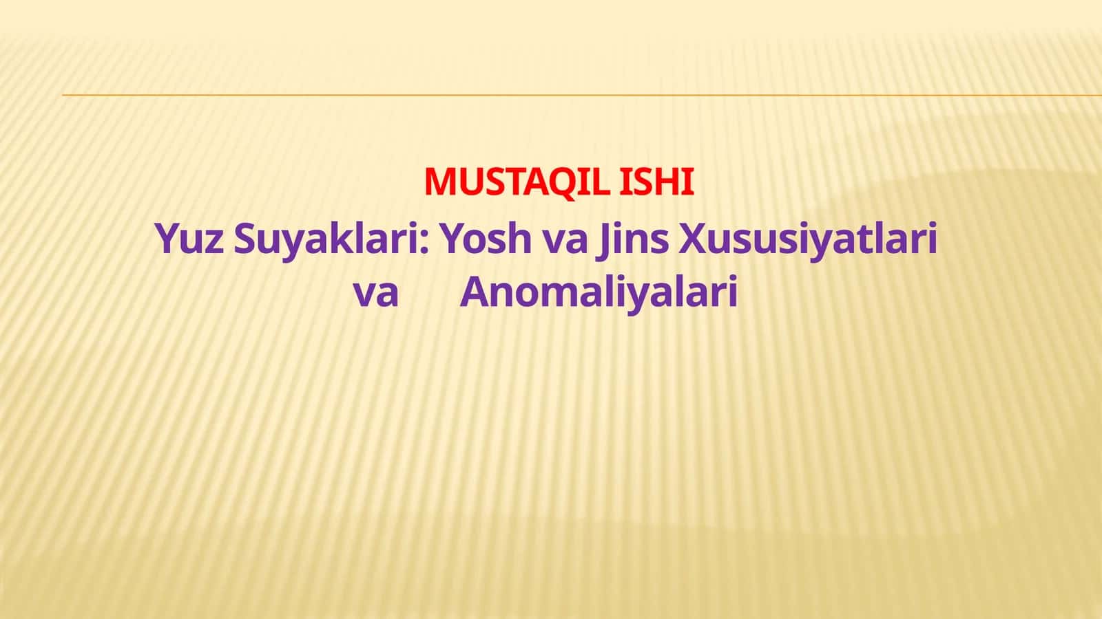 Yuz Suyaklari: Yosh va Jins Xususiyatlari va Anomaliyalari