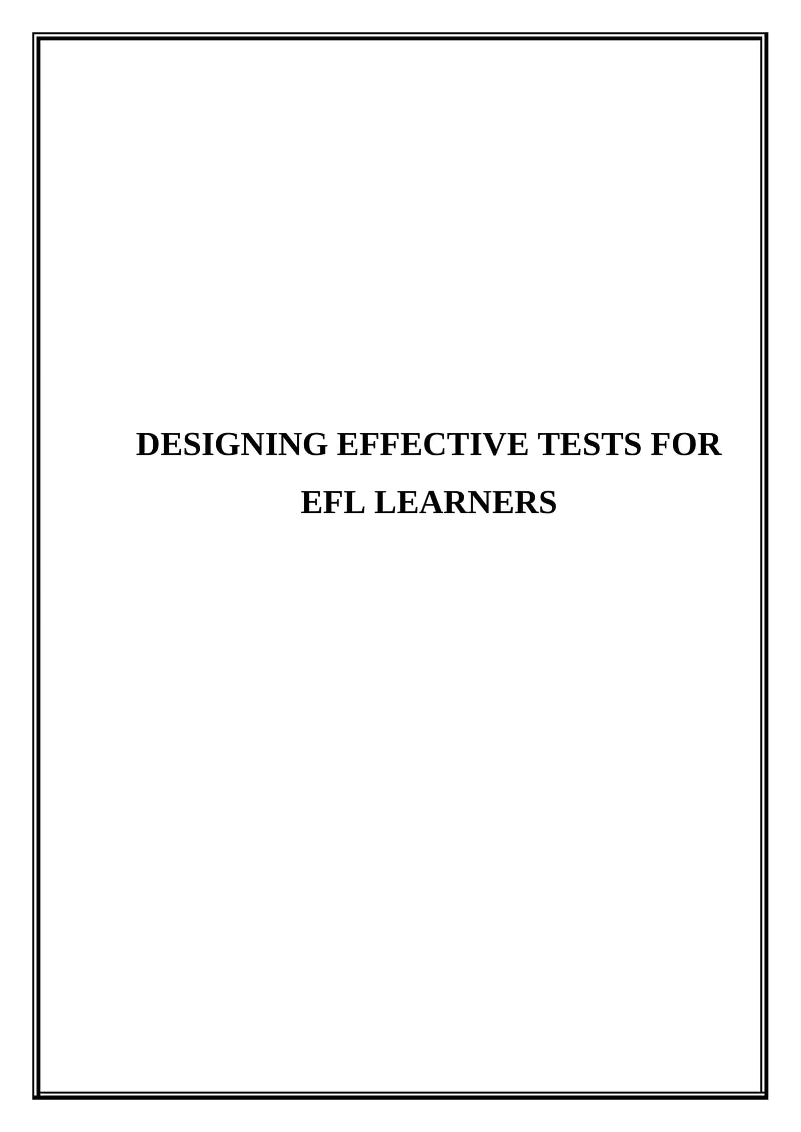 Designing effective tests for EFL learners
