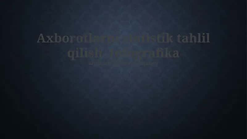 Ma'lumotlarning Statistik Tahlili
