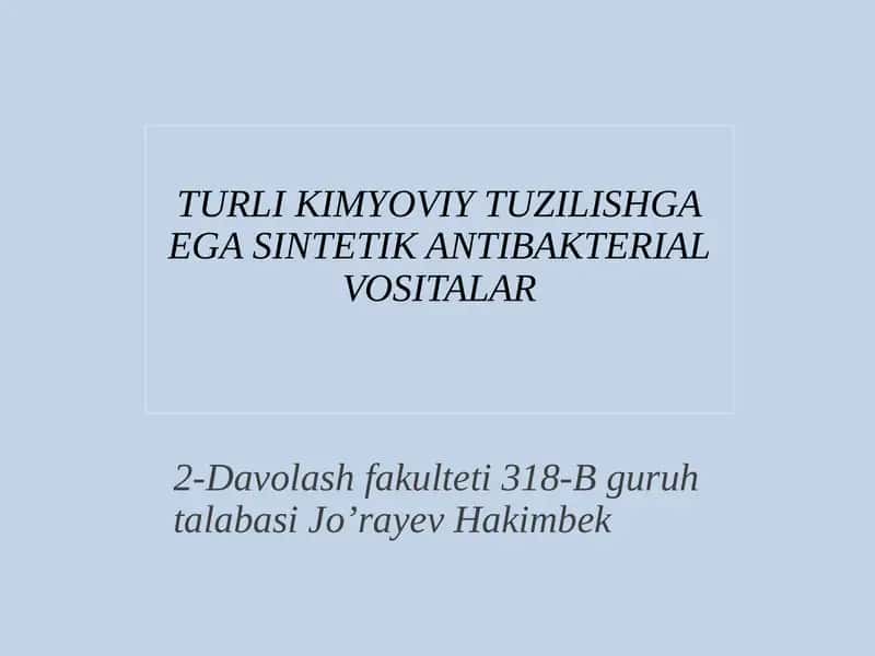 Sintetik antibakterial vositalar
