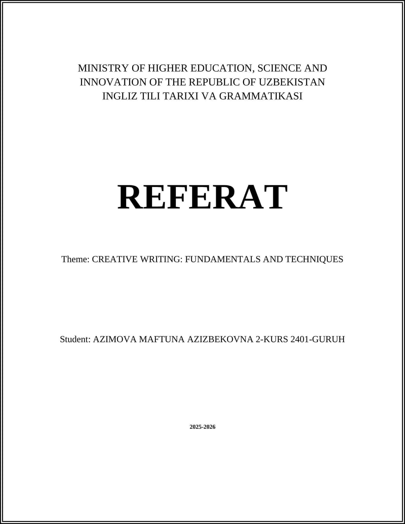 INGLIZ TILI TARIXI VA GRAMMATIKASI