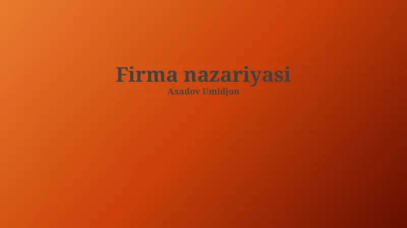 Firma nazariyasi