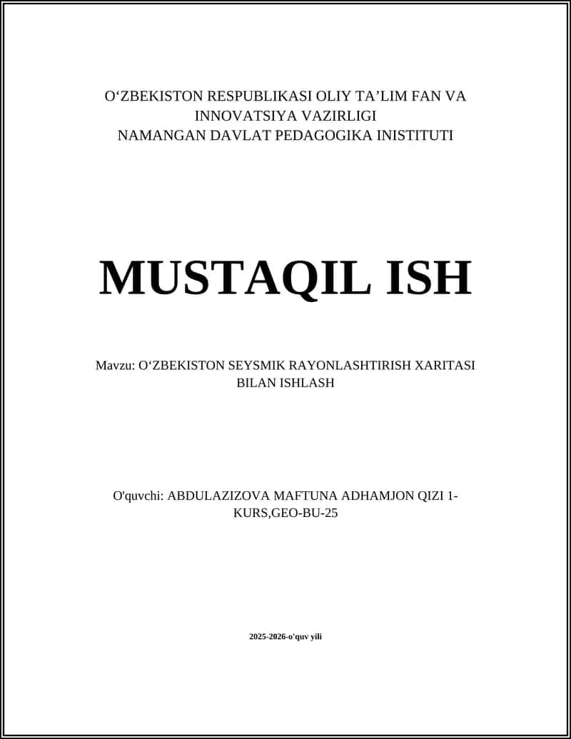 OʻZBEKISTON RESPUBLIKASI OLIY TA’LIM FAN VA INNOVATSIYA VAZIRLIGI