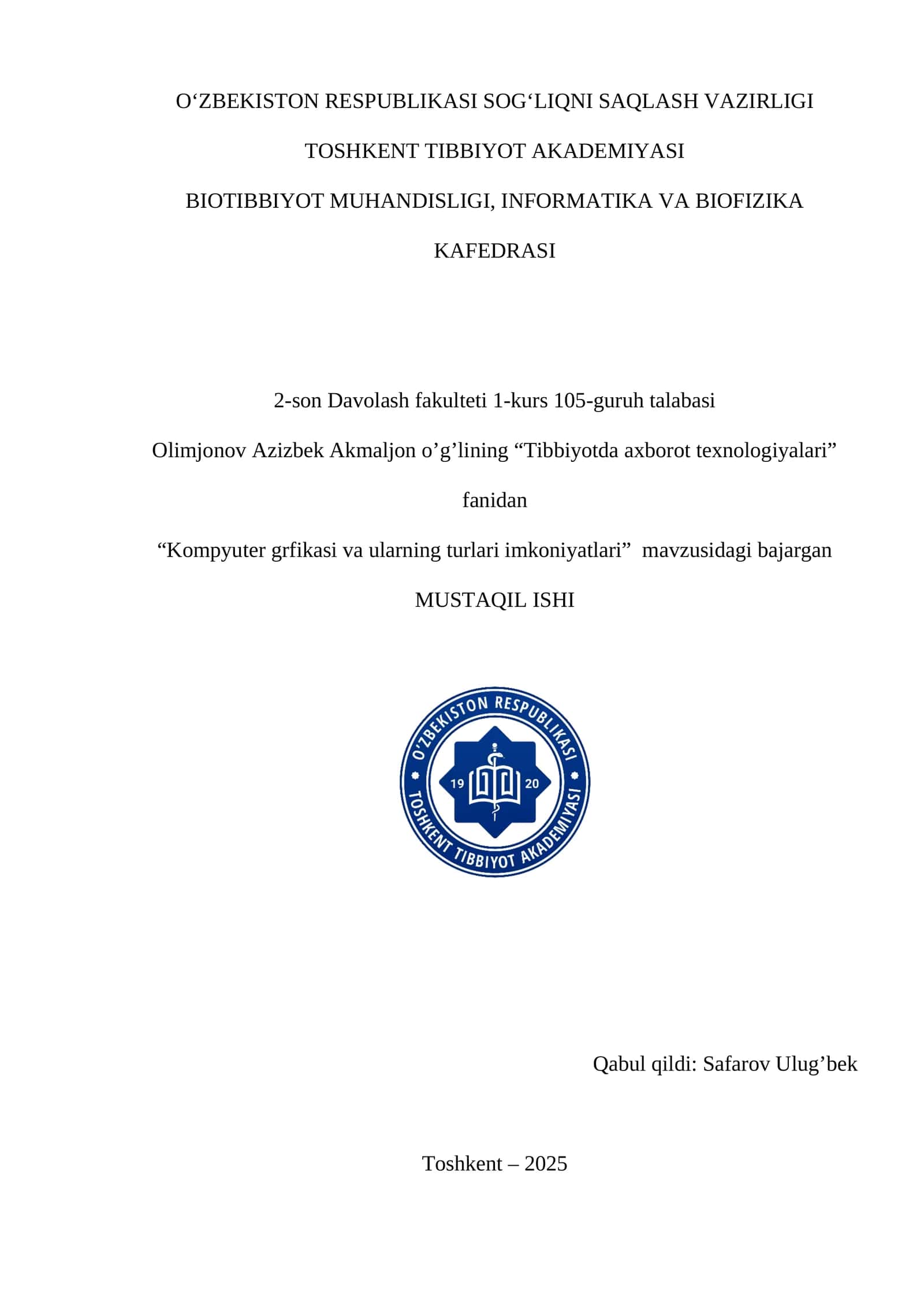 Kompyuter grfikasi va ularning turlari imkoniyatlari