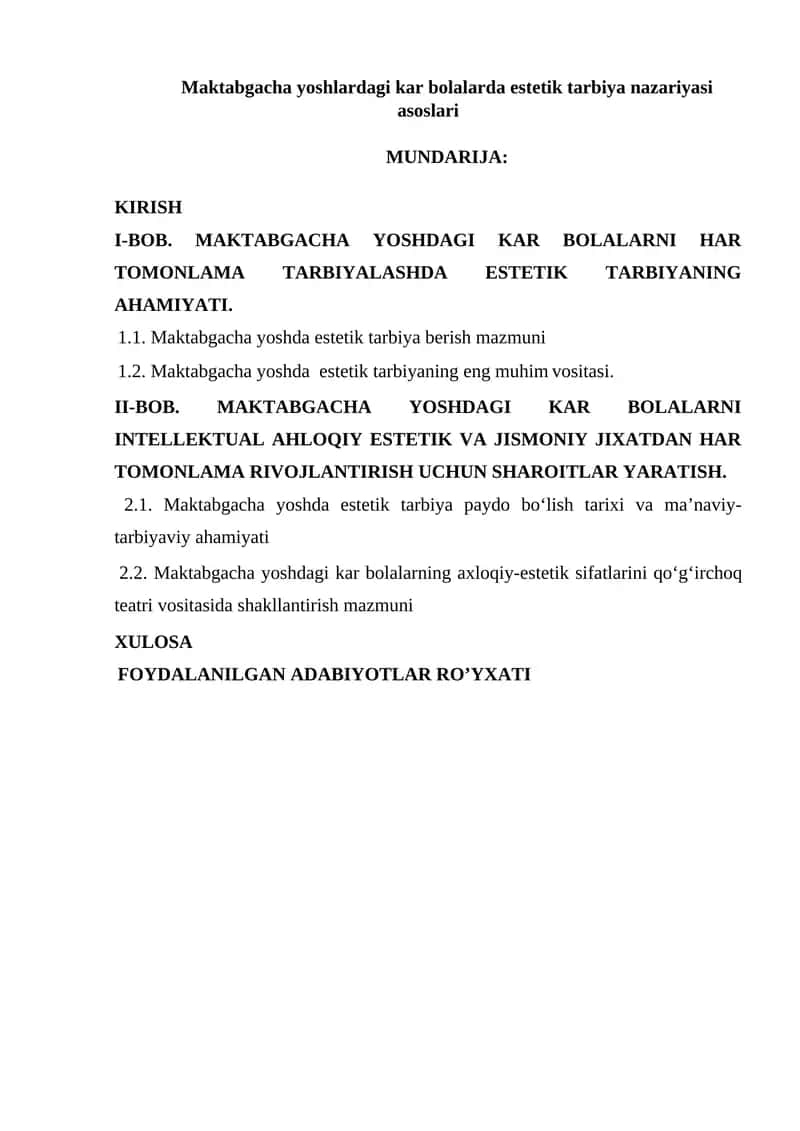 Estetik tarbiya nazariyasi asoslari