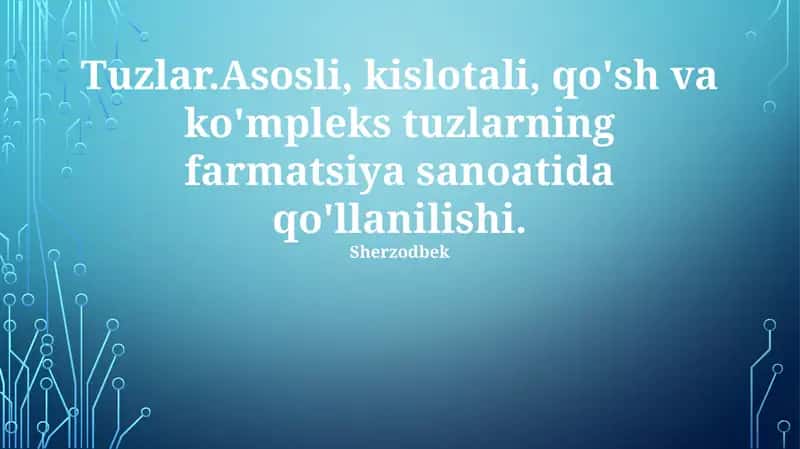 Farmasevtika Preparatlarida Tuzlarning Ahamiyati