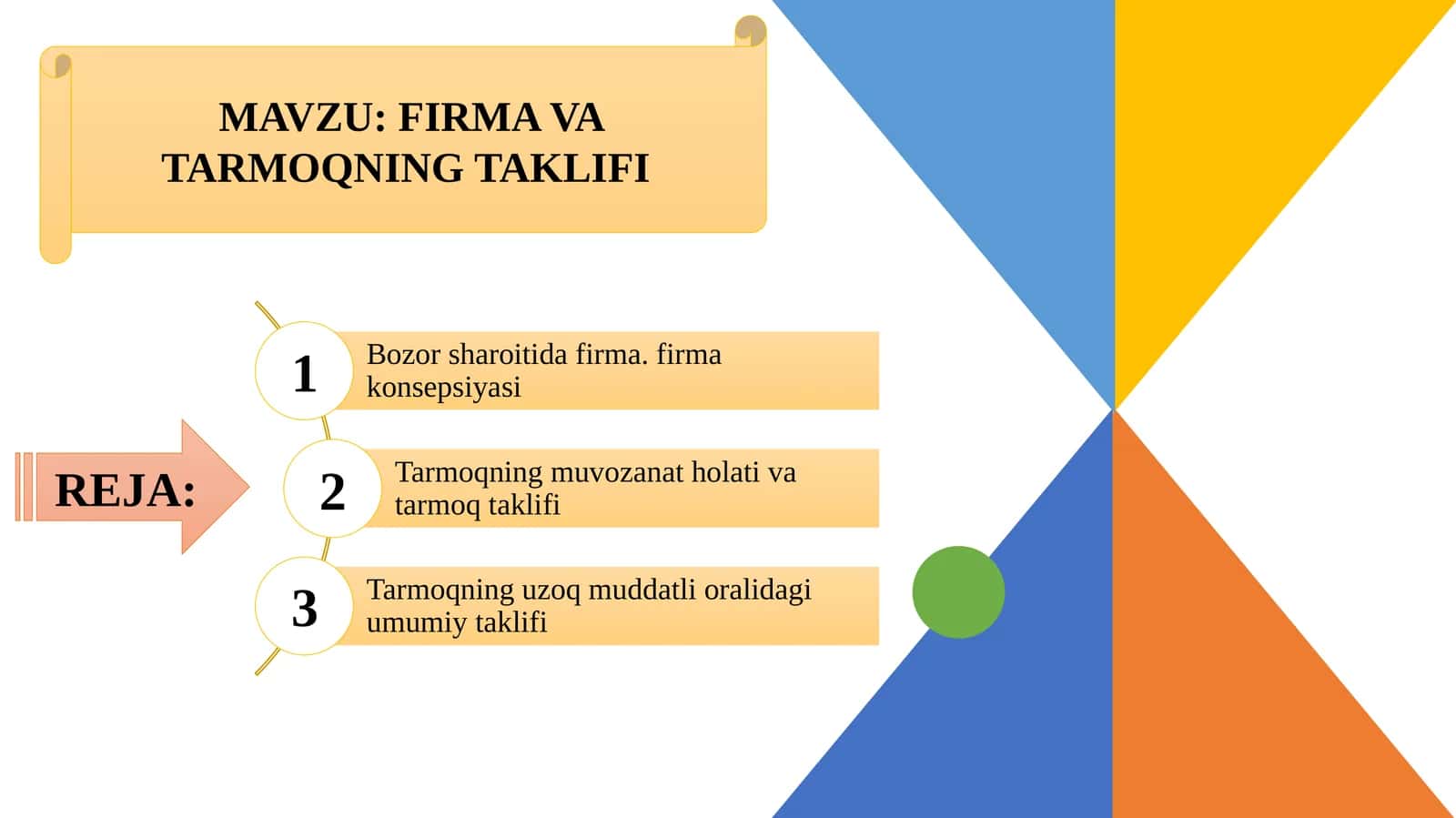 FIRMA VA TARMOQNING TAKLIFI