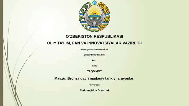 Bronza davri madaniy tarixiy jarayonlari