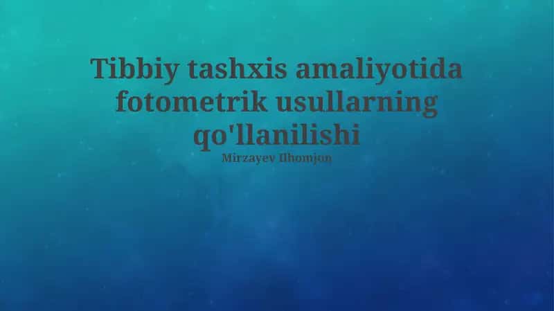 Fotometrik Usullar Yordamida Endokrin Kasalliklarni Aniqlash