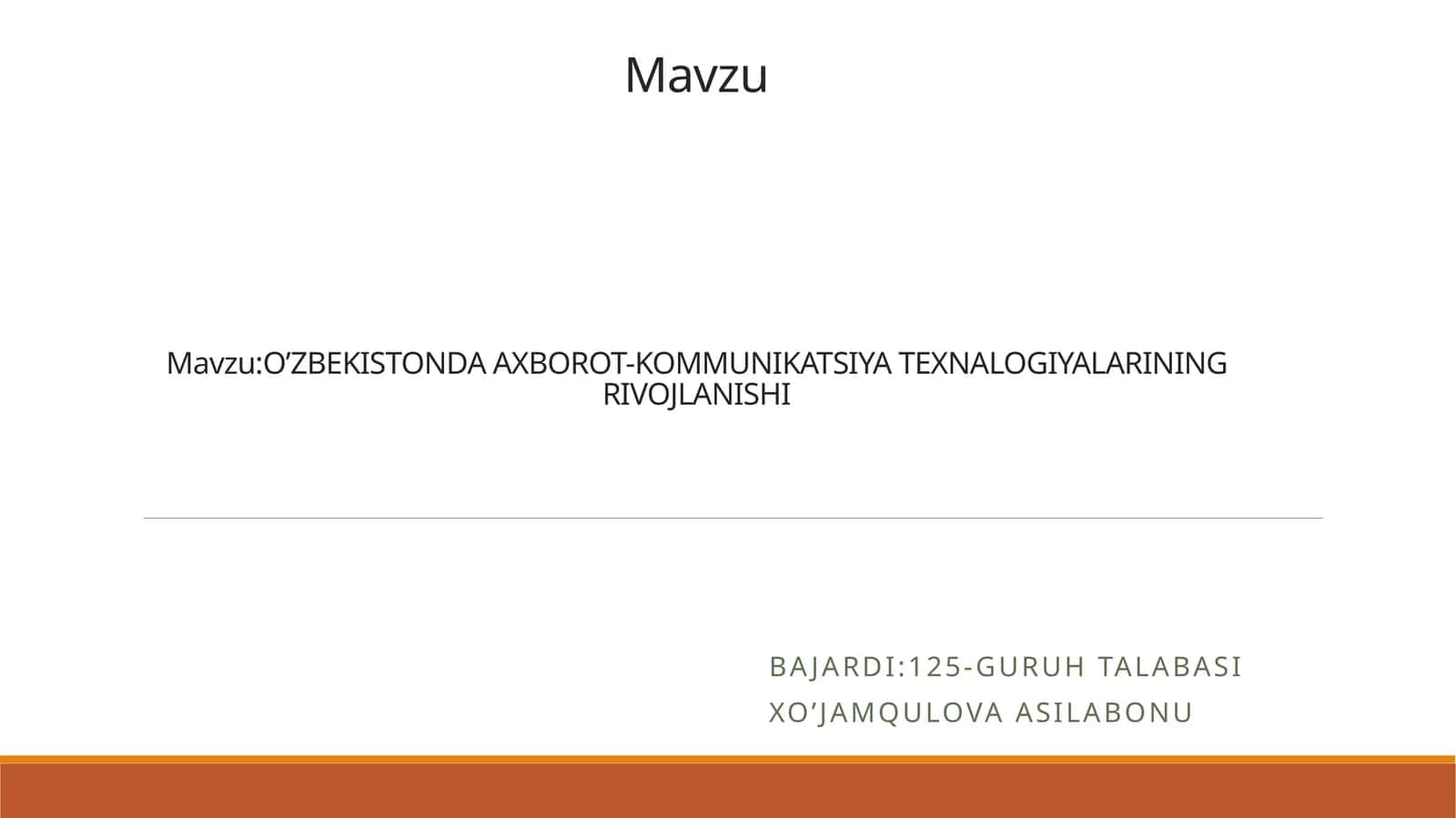 O’ZBEKISTONDA AXBOROT-KOMMUNIKATSIYA TEXNALOGIYALARINING RIVOJLANISHI
