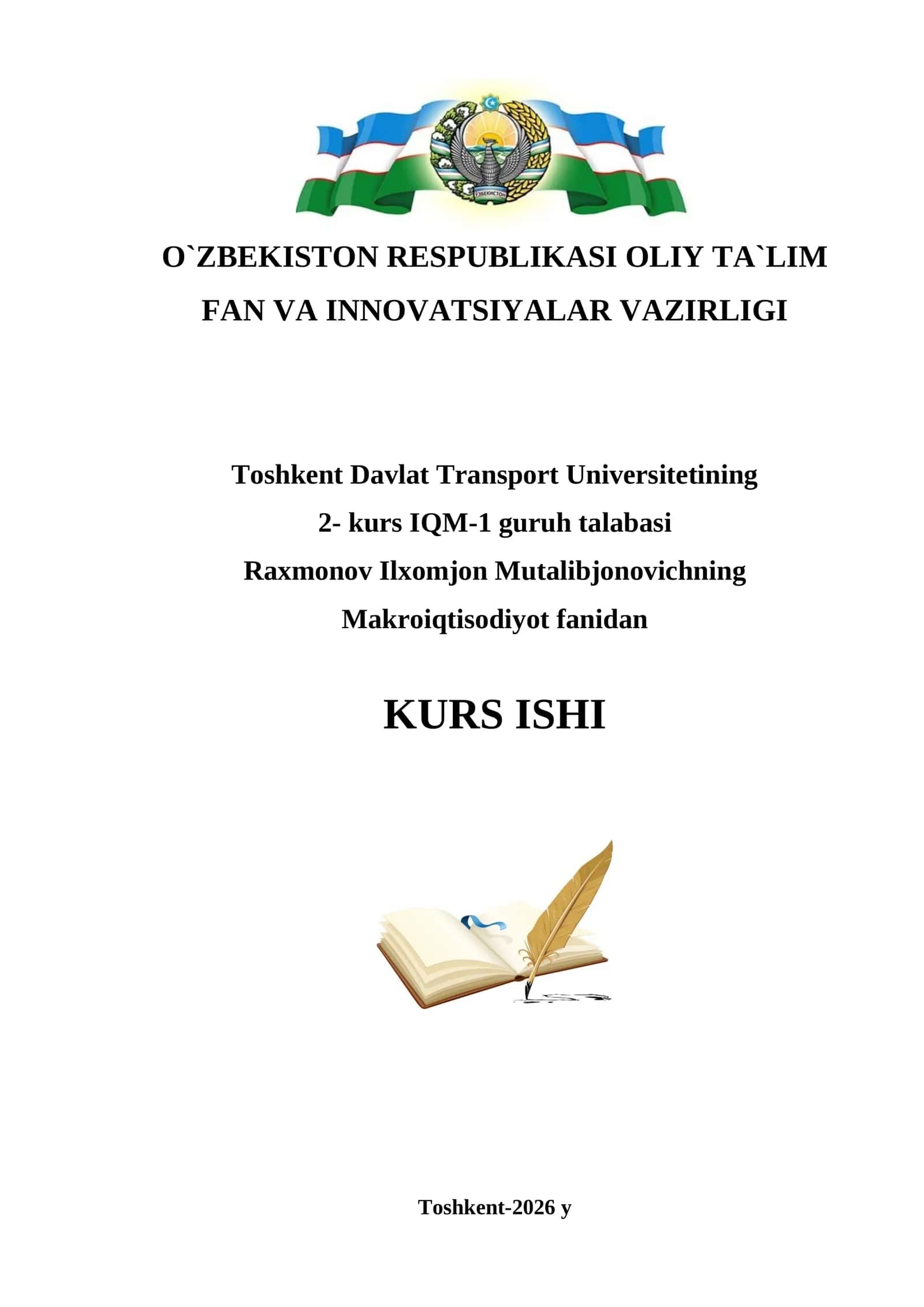 Makroiqtisodiyot fanidan KURS ISHI