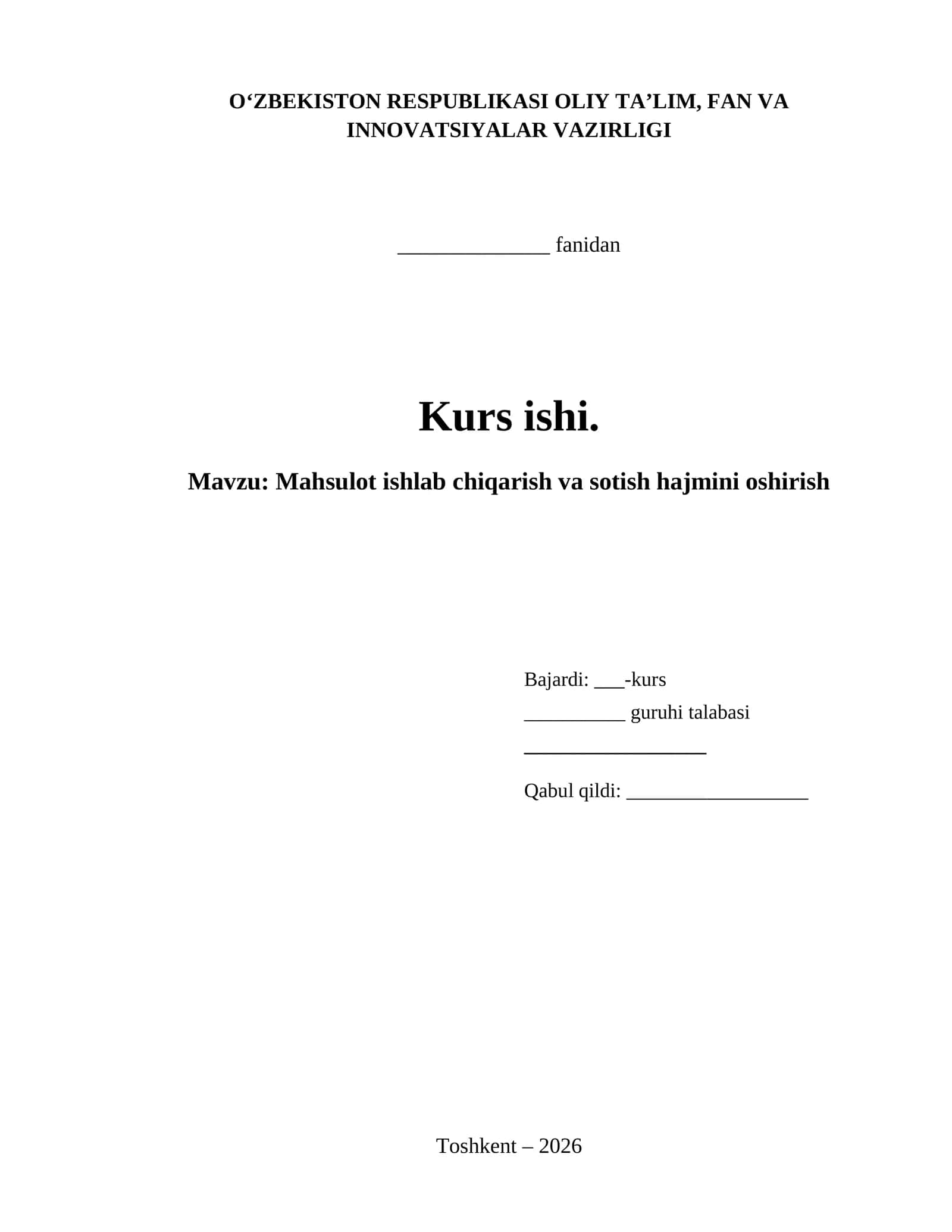 Mahsulot ishlab chiqarish va sotish hajmini oshirish