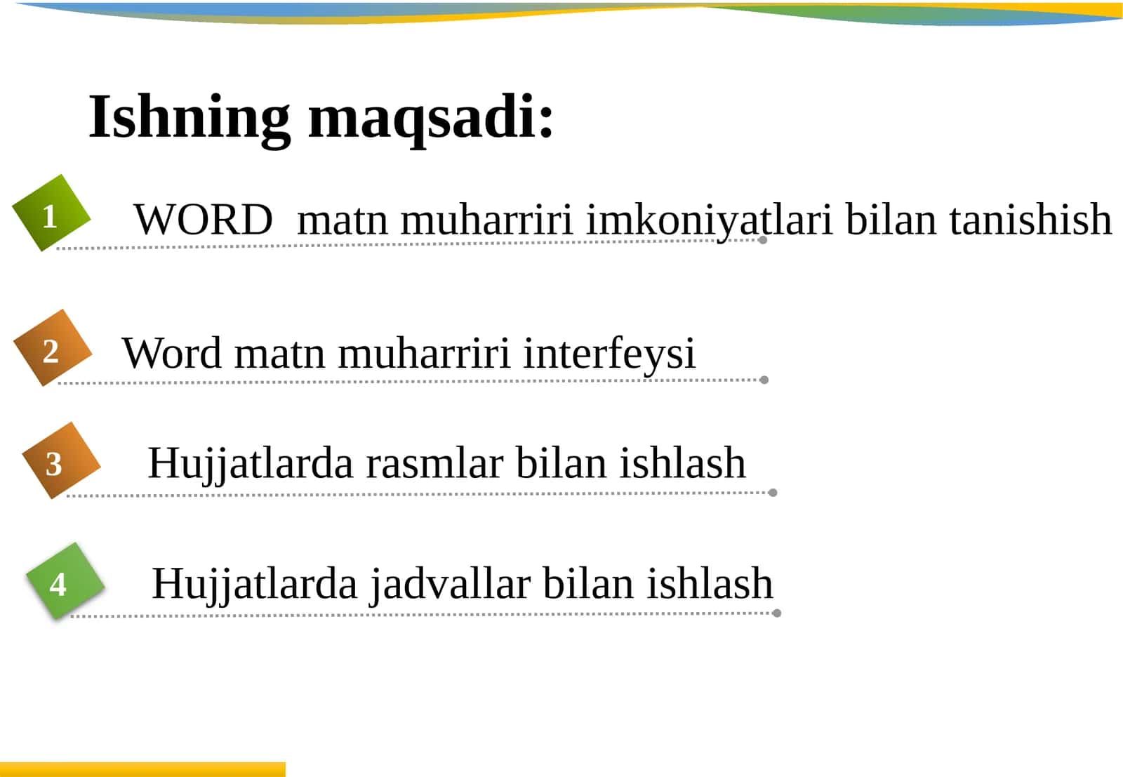 VORD WORD matn muharriri imkoniyatlari bilan tanishish