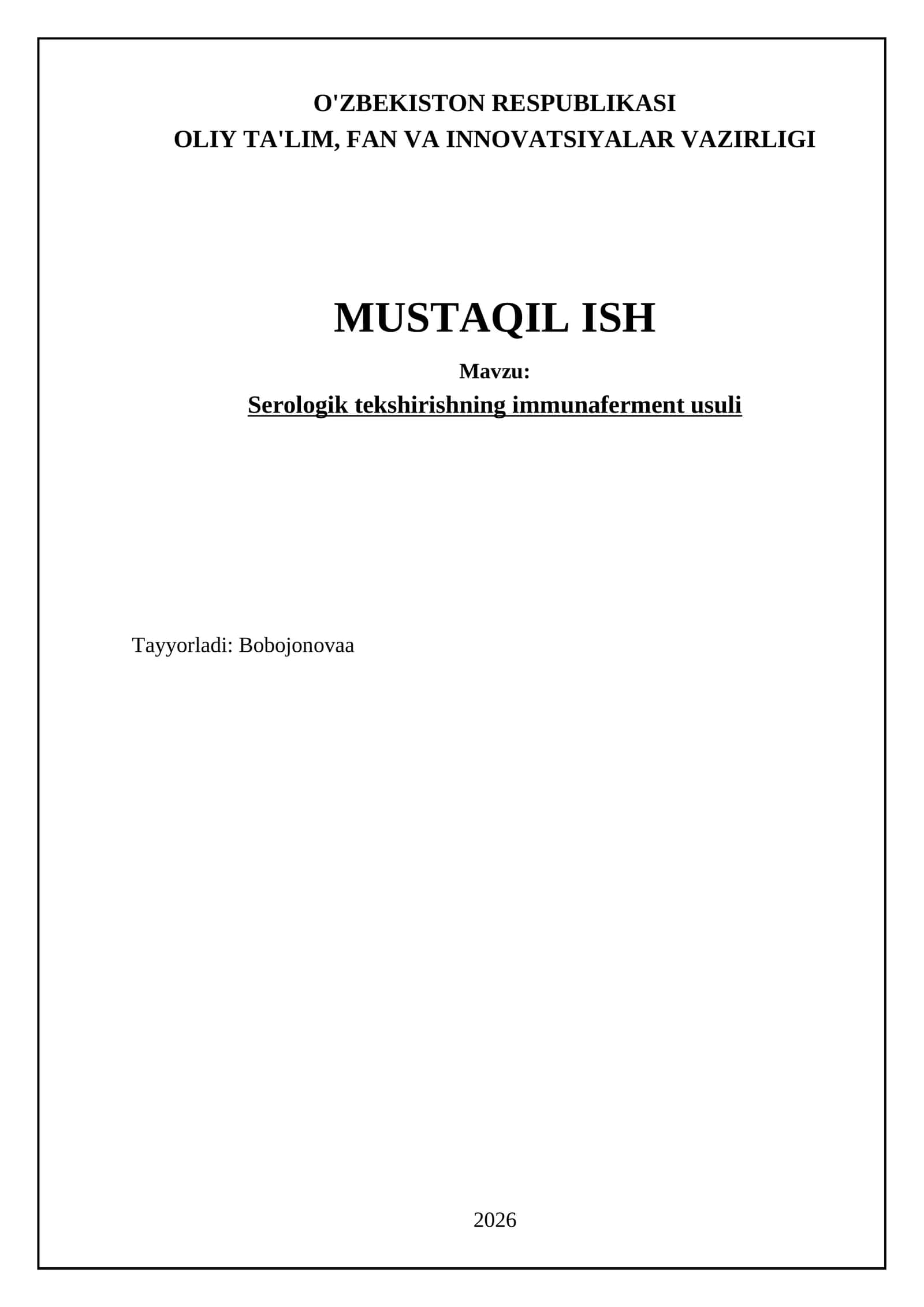 Serologik tekshirishning immunaferment usuli