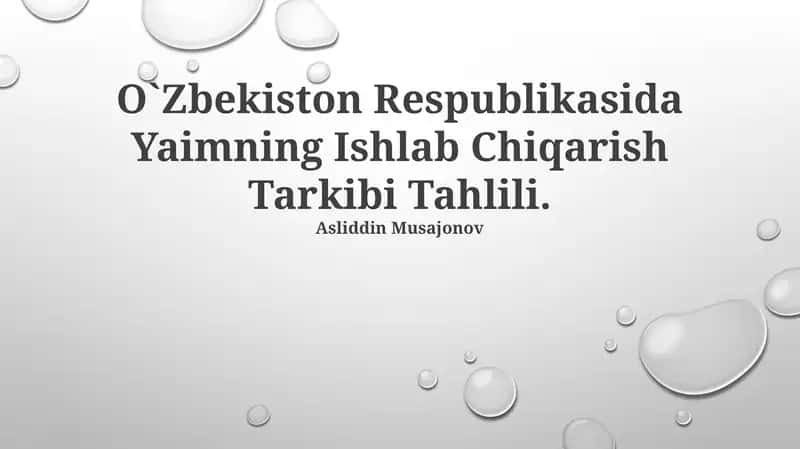 O`Zbekiston Respublikasida Yaimning Ishlab Chiqarish Tarkibi Tahlili