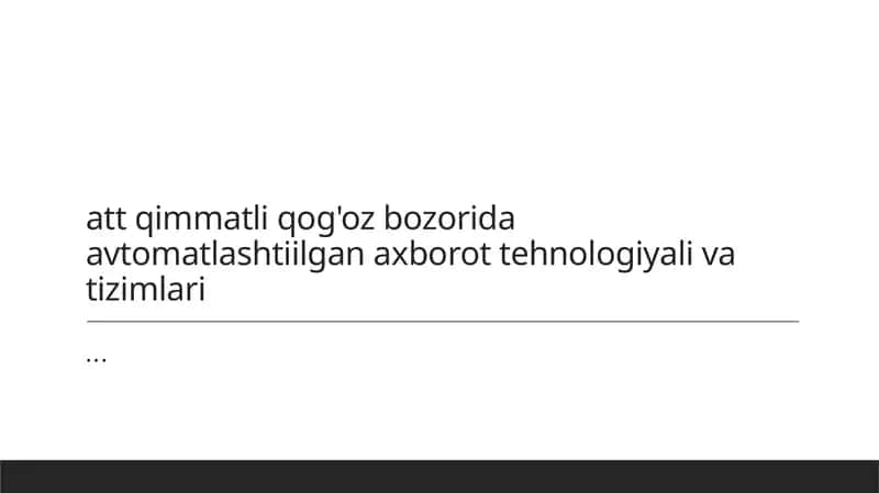 Avtomatlashtirilgan tizimlar va ularning ahamiyati