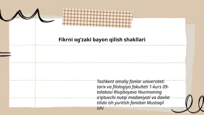 Fikrni ogʻzaki bayon qilish shakllari