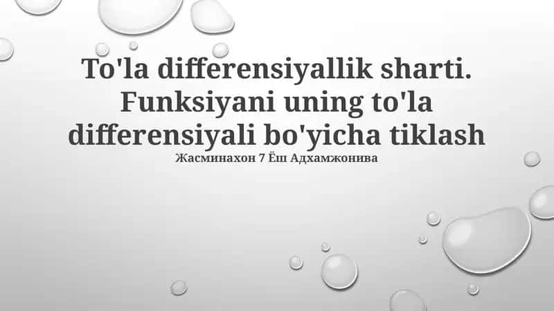 To'la differensiyallik sharti