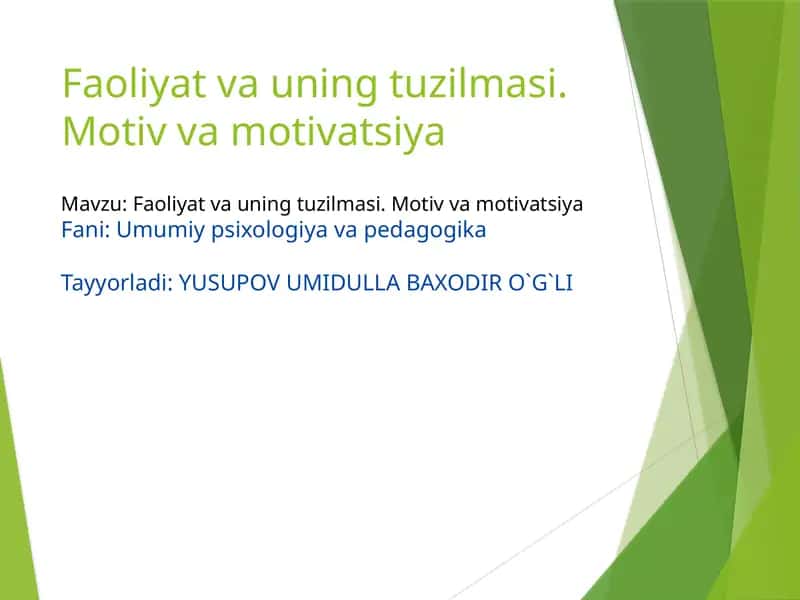 Faoliyatvauning tuzilmasi
