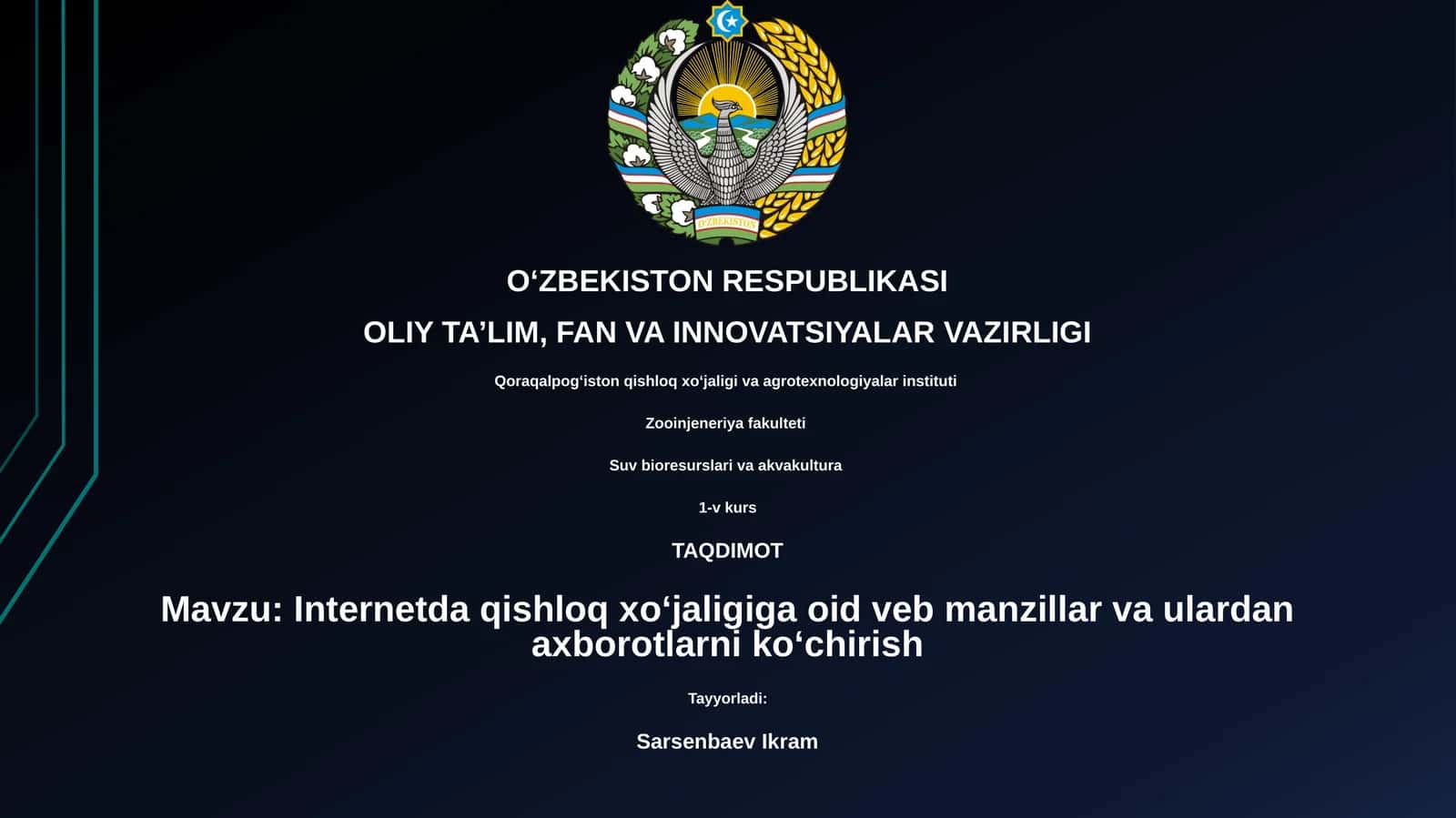 Internetda qishloq xoʻjaligiga oid veb manzillar va ulardan axborotlarni koʻchirish