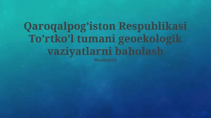 Toʼrtkoʼl tumani geoekologik vaziyatlarni baholash