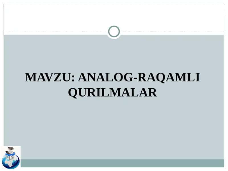 Analog raqamli qurilmalar