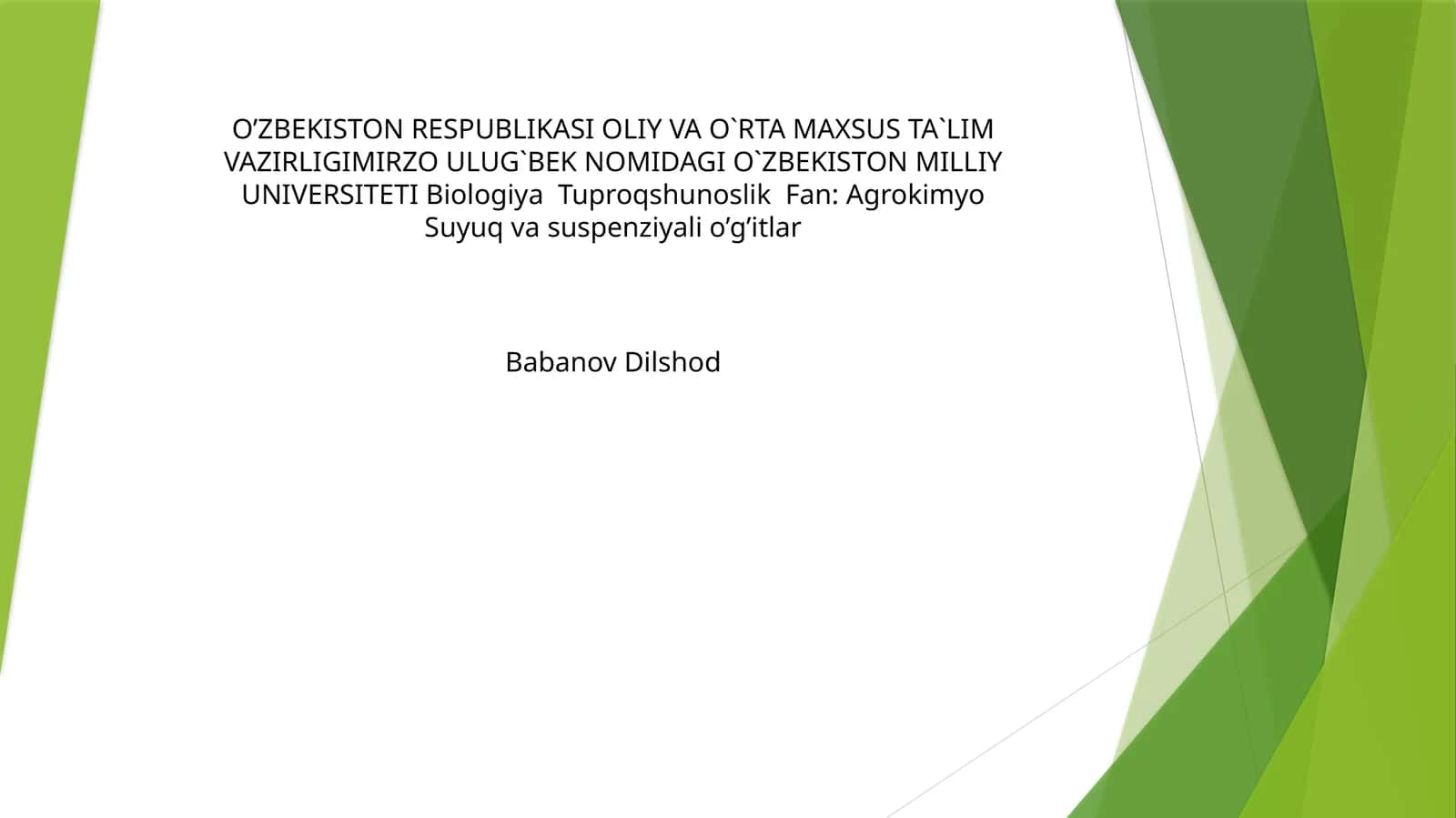 Suyuq va suspenziyali o’g’itlar