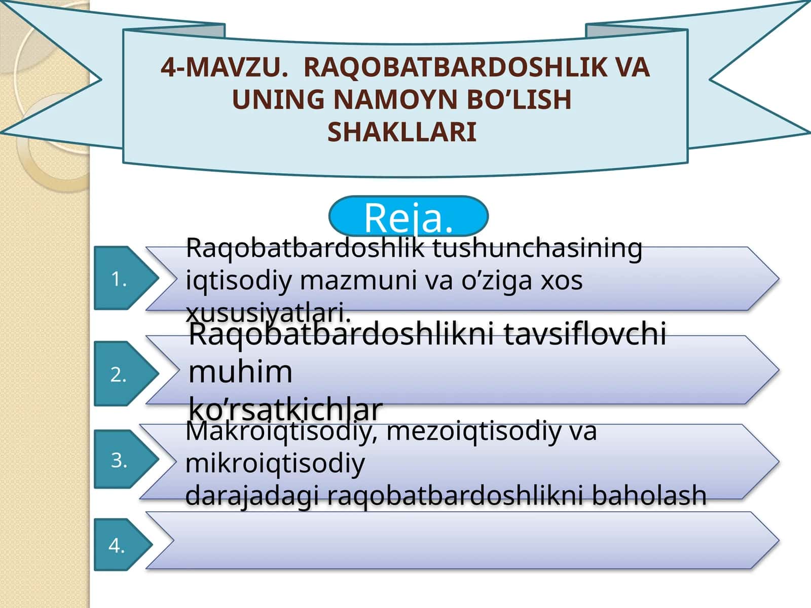 RAQOBATBARDOSHLIK VA UNING NAMOYN BO’LISHSHAKLLARI
