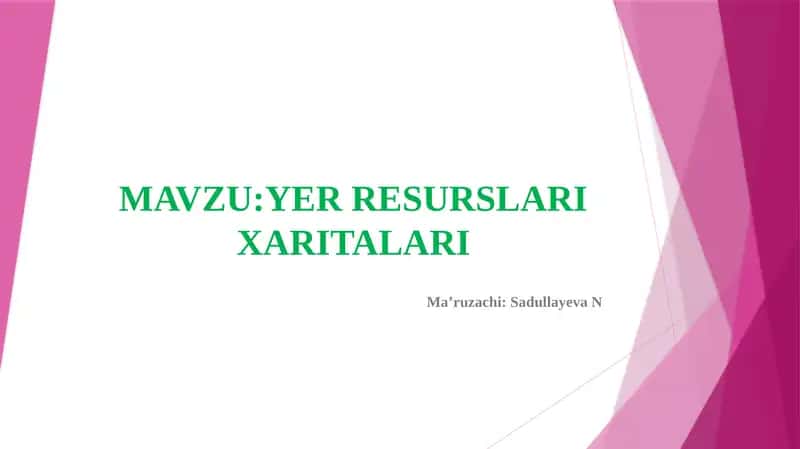 YERRESURSLARI XARITALARI
