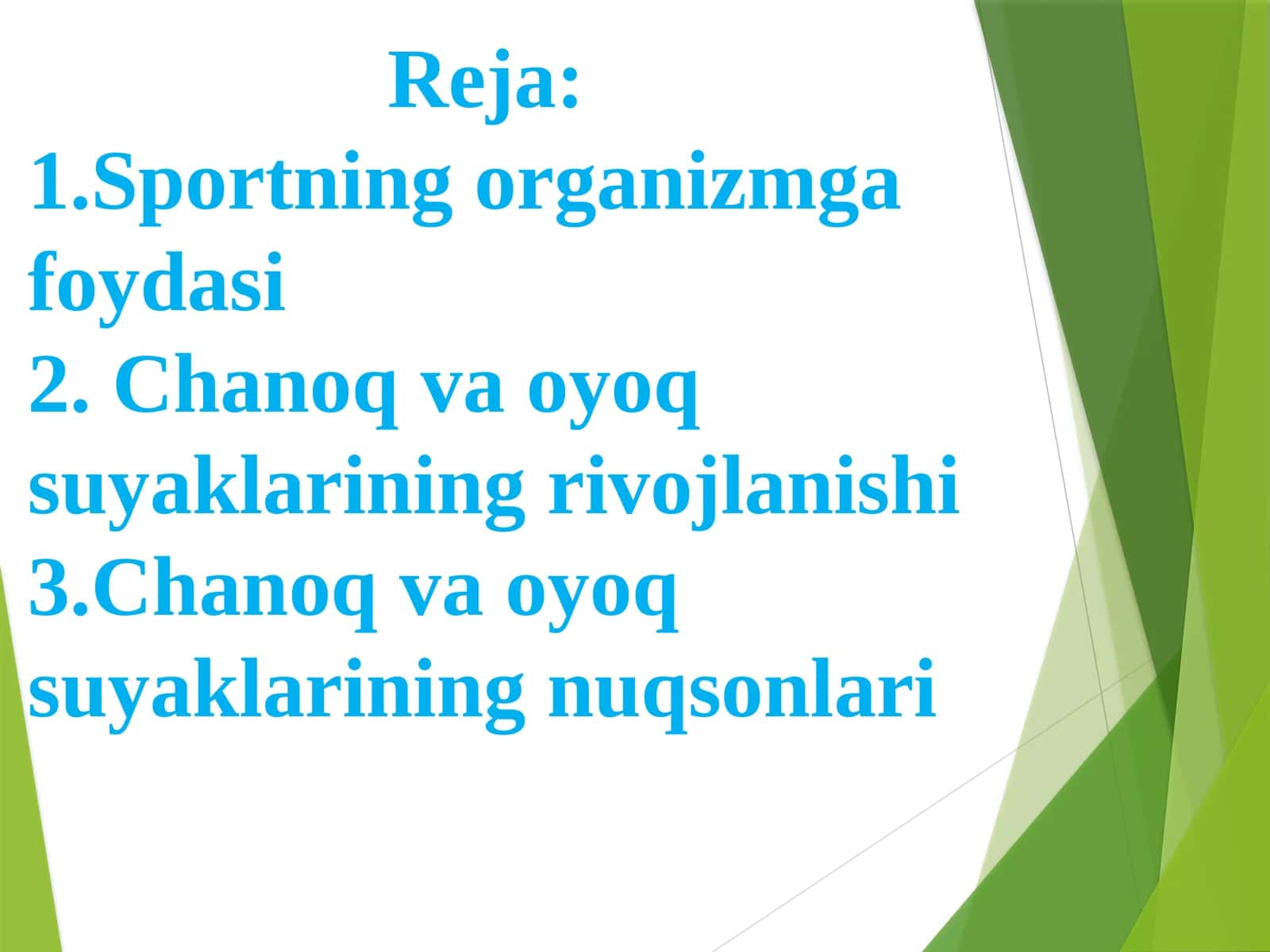 Chanoq va oyoq suyaklarining rivojlanishi
