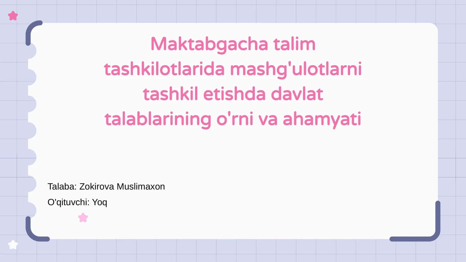 Davlat talablarining o'rni va ahamyati