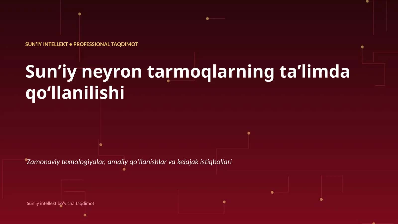 Sunʼiy neyron tarmoqlarning taʼlimda qoʻllanilishi