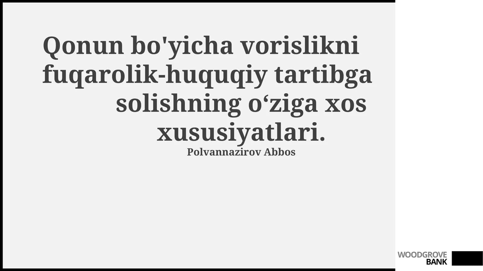 Qonun bo'yicha vorislikni fuqarolik-huquqiy tartibga solish