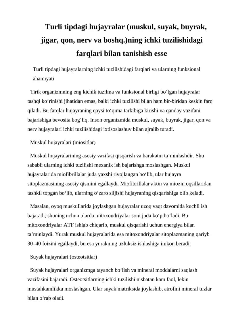 Muskul hujayralari (miositlar)