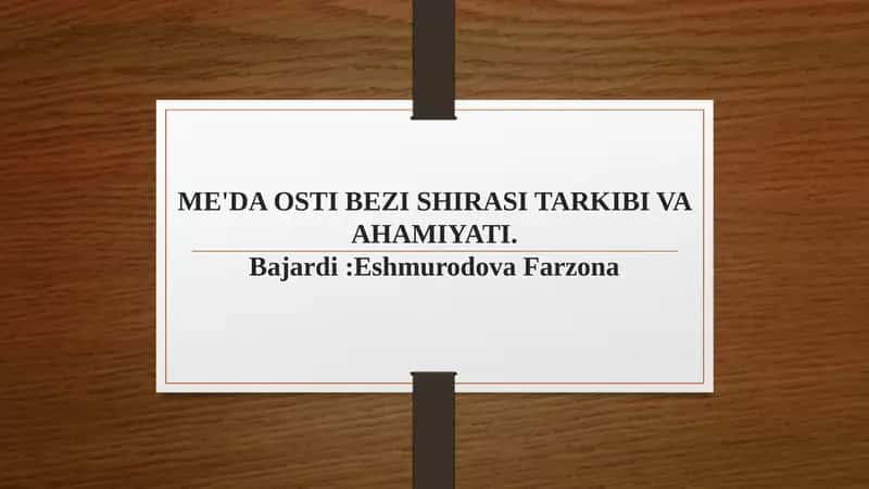 Oshqozon osti bezi shirasi tarkibi va ahamiyati