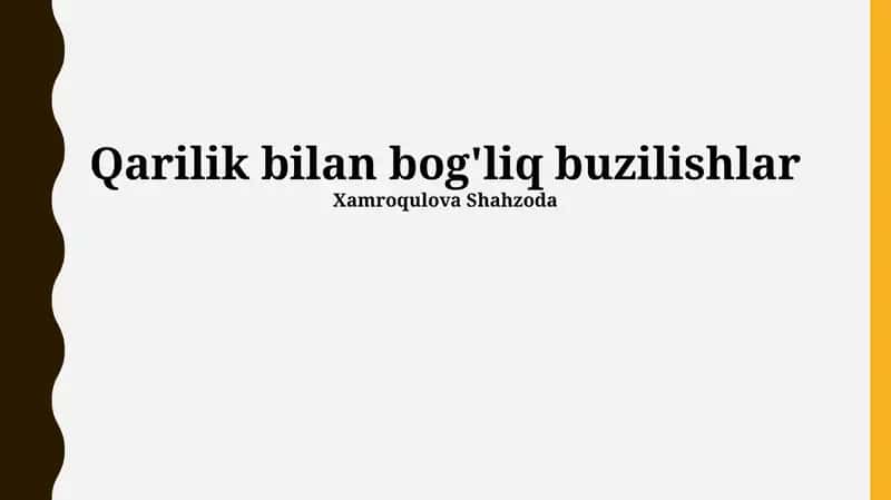 Yoshga bog'liq kasalliklarning barchasi