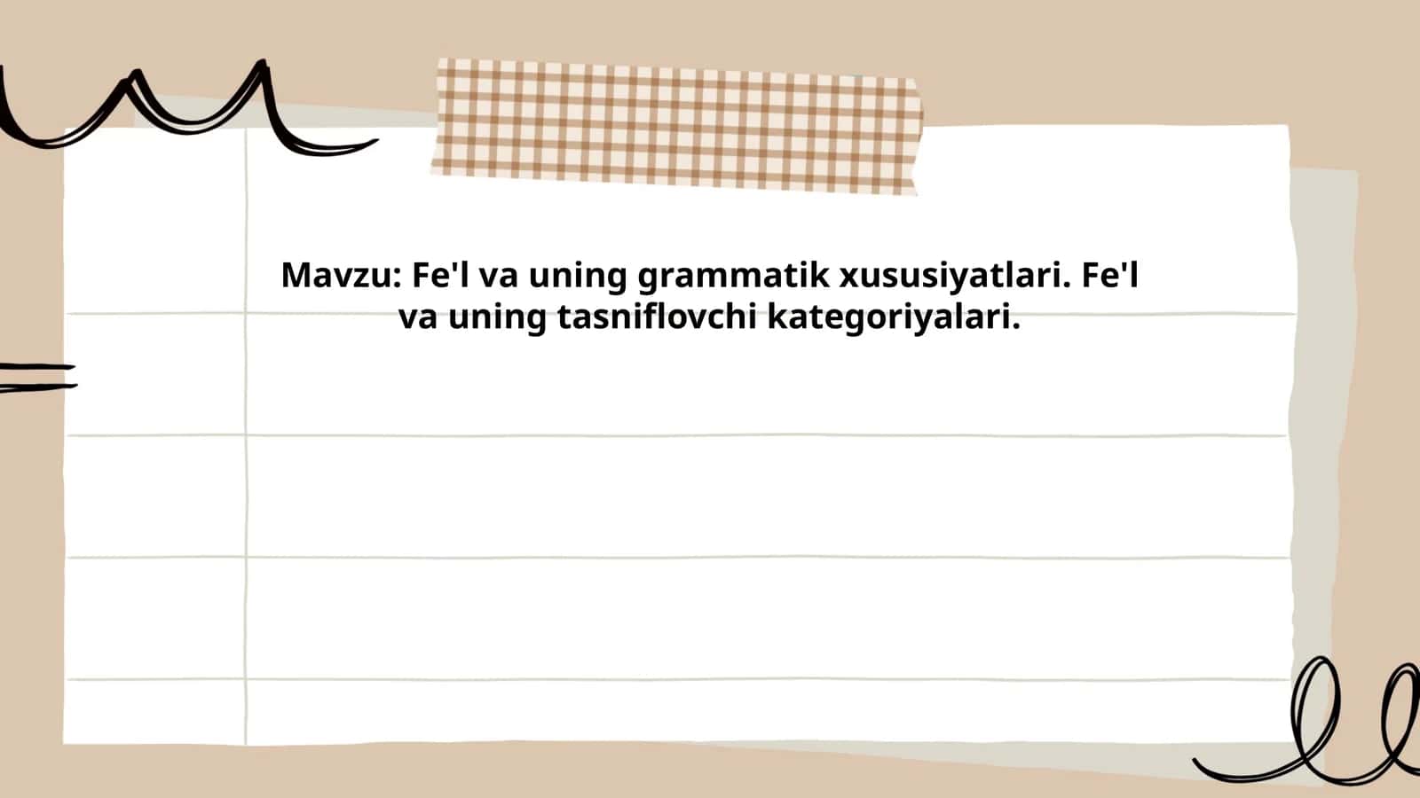 Fe'l va uning grammatik xususiyatlari