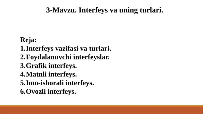 Interfeys va uning turlari