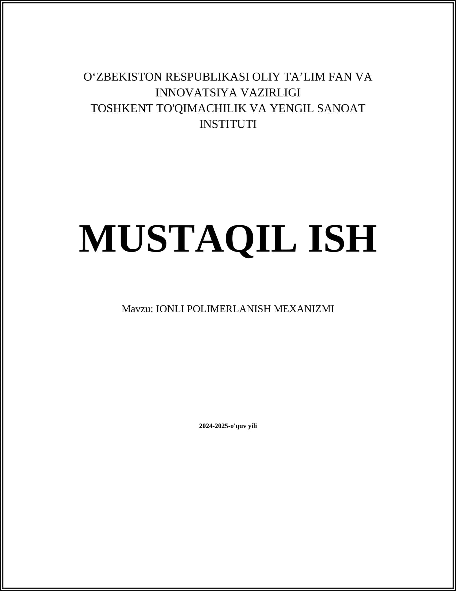 IONLI POLIMERLANISH MEXANIZMI