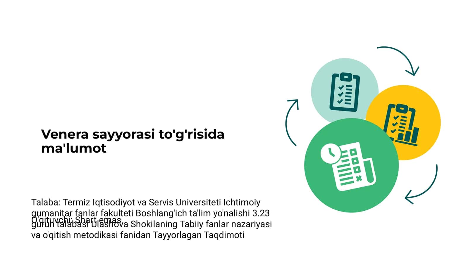Venera sayyorasi to'g'risida ma'lumot