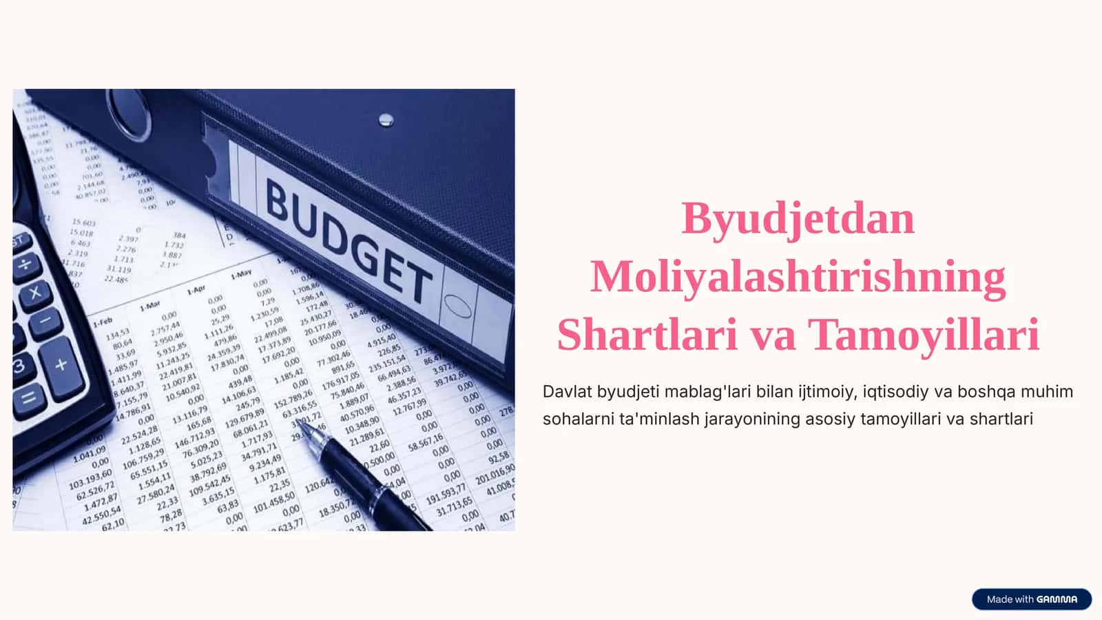 Byudjetdan moliyalashtirishning shartlari va tamoyillari.pptx
