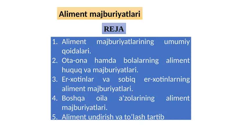 Alimеnt majburiyatlari