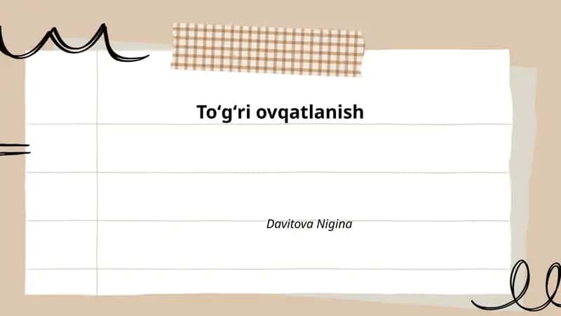 Toʻgʻri ovqatlanish