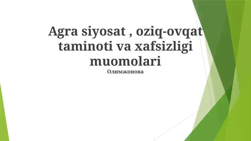 Barqaror Qishloq Xo'jaligi Amaliyotlari