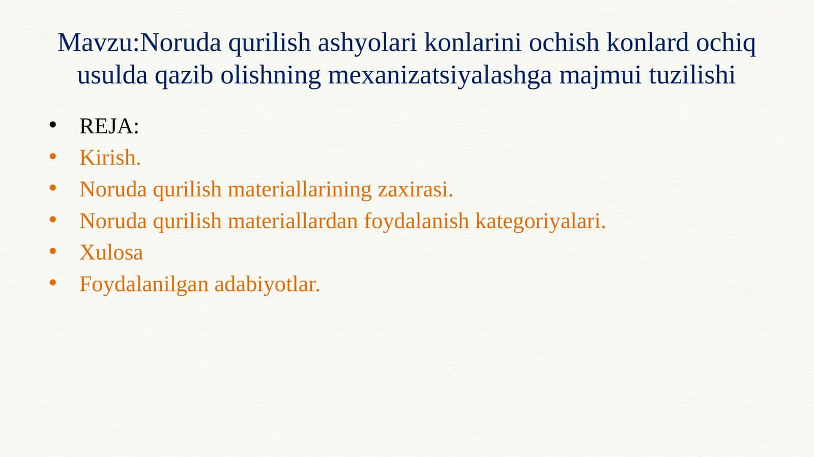Noruda qurilish ashyolari konlarini ochish konlari dochi qusuldaqazibolishning mexaniz va tuzilishi