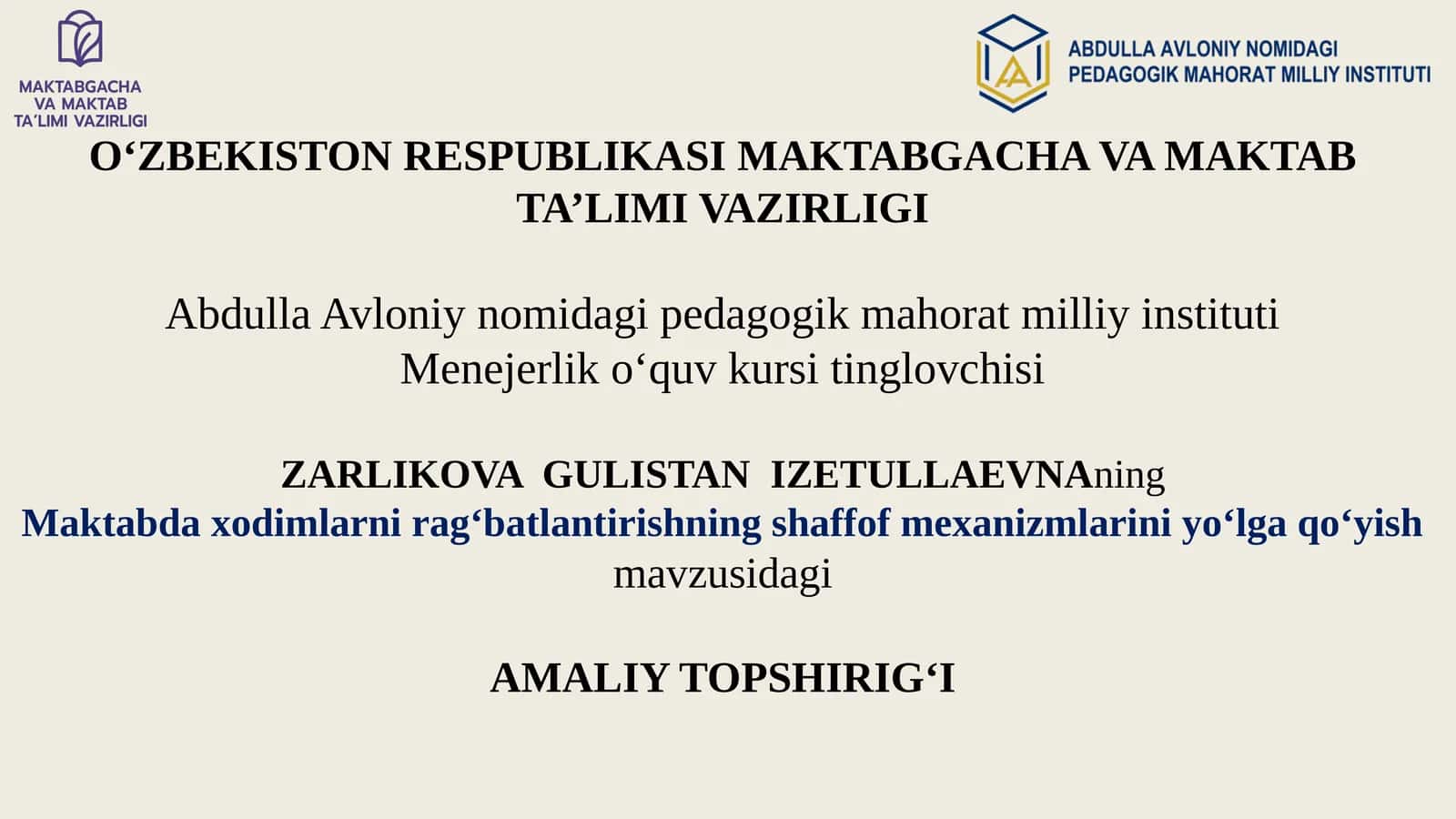 Maktabda xodimlarni rag‘batlantirishning shaffof mexanizmlarini yo‘lga qo‘yish