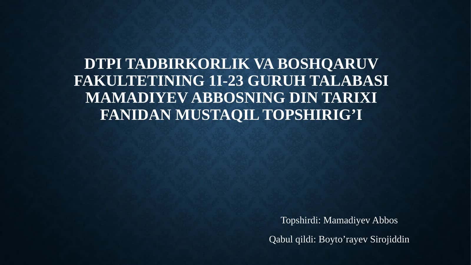 Diniy bag‘rikenglik sohasida olib borgan Oqilona siyosati