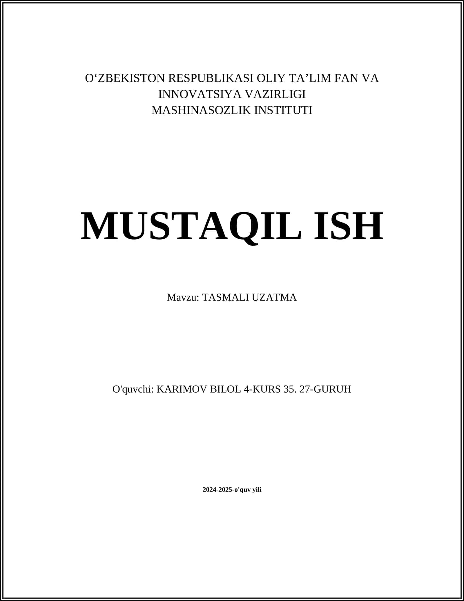 Tasmali Uzatma